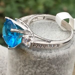 Blue Topaz Crystal Sterling silver Ring